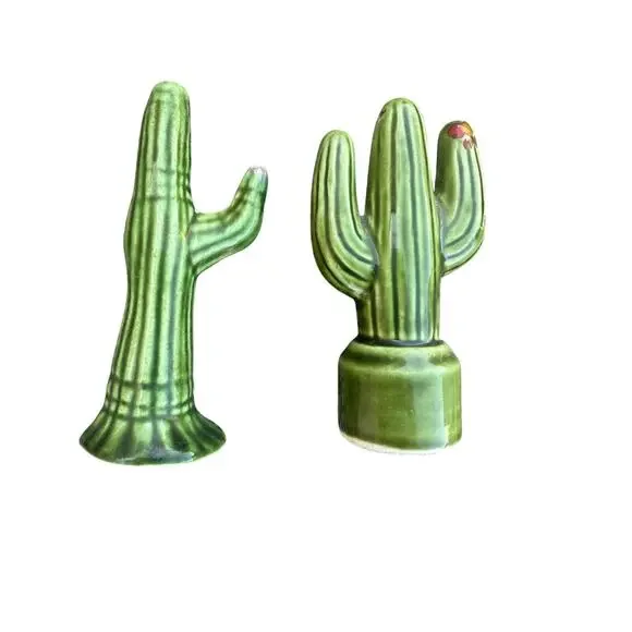Vintage Ceramic Cactus Salt & Pepper Shakers – Southwestern – Missing Plugs - Picture 2 of 5